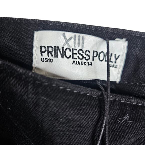 Princess Polly Sz10 NWT SuperShort black JeanSkirts with Wide Belt Sexy Stunning - Picture 11 of 16